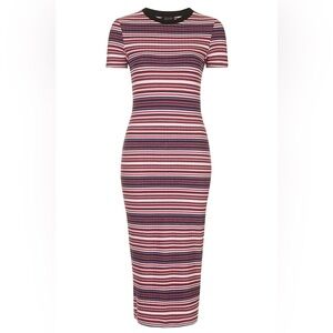 Topshop Striped Bodycon Midi Dress